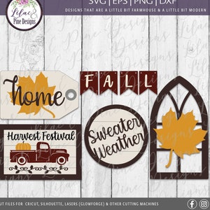 Fall Tier Tray SVG bundle, Fall Leaves Tier Tray Sign Bundle SVG, Modern Farmhouse SVG,  Fall harvest Svg, Fall Svg, Glowforge laser file