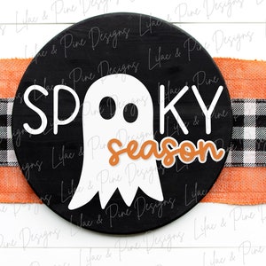 Spooky season sign SVG, Halloween door hanger SVG, Ghost welcome sign svg, Halloween sign svg, kids DIY kit, Glowforge Svg, laser cut file