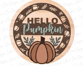 Colgador de puerta de calabaza SVG, colgador de puerta de otoño, letrero de calabaza de ayuda, letrero de bienvenida de calabaza SVG, decoración de otoño, SVG láser Glowforge, archivo cortado con láser