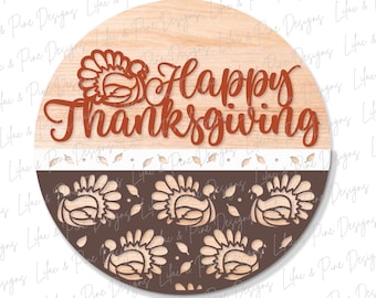 Happy hanksgiving door hanger SVG, Turkey welcome sign, Thanksgiving porch decor, Cricut SVG, laser cut file: Glowforge, Xtool, Lightburn