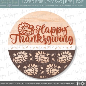 Happy hanksgiving door hanger SVG, Turkey welcome sign, Thanksgiving porch decor, Cricut SVG, laser cut file: Glowforge, Xtool, Lightburn