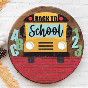 Back to School door hanger SVG, School welcome sign SVG, School Bus door hanger, classroom decor, school sign, Glowforge Svg, laser cut file