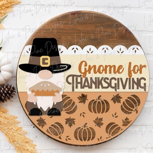 Thanksgiving door hanger SVG, Fall Gnome sign SVG, Thanksgiving welcome sign svg, Fall decor, Fall sign svg, Glowforge SVG, laser cut file