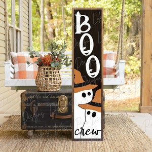 Boo Crew Zeichen SVG, Halloween Veranda Zeichen SVG, Halloween Willkommensschild SVG, Geist Willkommensschild SVG, Halloween Veranda Dekor, Glowforge Laser SVG