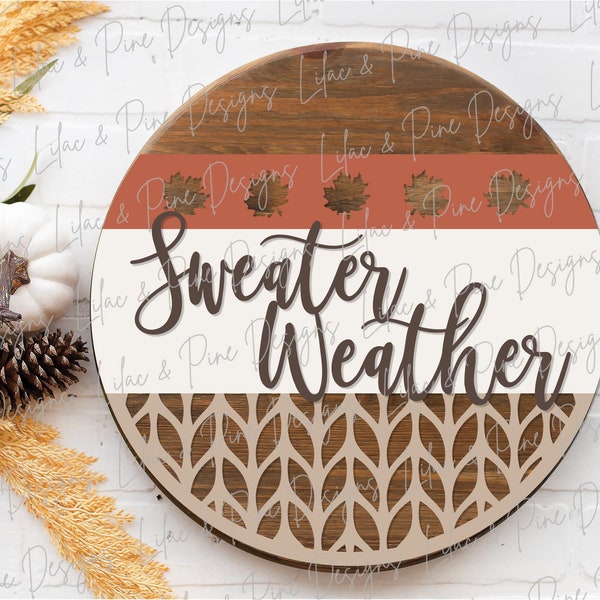 Sweater Weather Welcome sign SVG, fall door decor svg, sweater SVG, fall svg, fall leaves svg, porch sign, Glowforge Svg, laser cut file