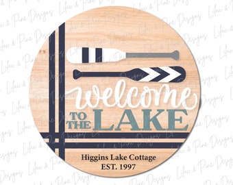 Welcome to the Lake door hanger SVG, Lake House welcome sign SVG, Paddle door hanger svg, cottage svg, Glowforge Svg, laser cut file