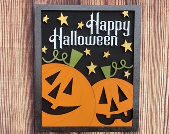 Happy Halloween Pumpkin Sign SVG: Glowforge Laser Cut File