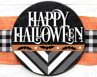 Happy Halloween door hanger SVG, Boho bat door hanger, Boho welcome sign SVG, Halloween welcome sign, Halloween decor, Glowforge laser SVG