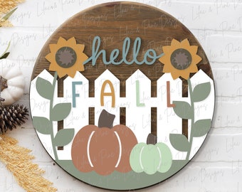 Hello Fall door hanger SVG, Sunflower welcome sign SVG, Pumpkin door hanger svg, Fall porch decor, Autumn svg, Glowforge SVG, laser cut file