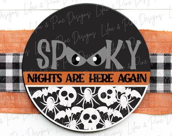 ハロウィンサインSVG、ハロウィンドアハンガーSVG、不気味なウェルカムサインSVG、ハロウィンデコレーションSVG、丸型サインSVG、GlowforgeSVG、レーザーカットファイル