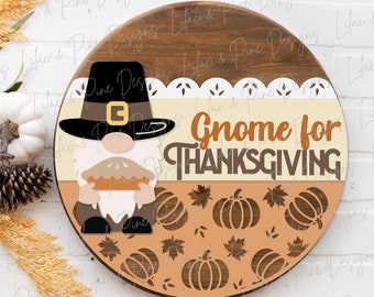 Thanksgiving door hanger SVG, Fall Gnome sign SVG, Thanksgiving welcome sign svg, Fall decor, Fall sign svg, Glowforge SVG, laser cut file