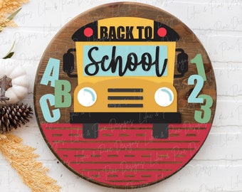 Back to School door hanger SVG, School welcome sign SVG, School Bus door hanger, classroom decor, school sign, Glowforge Svg, laser cut file