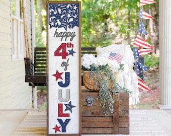 4th of July porch leaner, Fourth of July welcome sign SVG, Patriotic porch decor, Stars and Stripes svg, Glowforge SVG, laser cut file