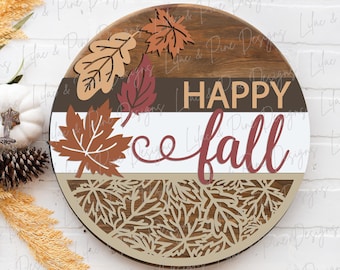 Hello Fall sign SVG, Happy Autumn Fall sign SVG, happy fall door decor svg, hello Autumn SVG, fall leaves svg, Glowforge Svg, laser cut file