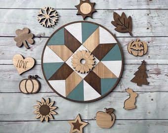 Barn Quilt interchangeable SVG, seasonal quilt sign, SVG, quilt decor SVG, farmhouse decor, mothers day svg, Glowforge Svg, laser cut file