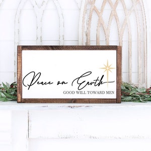 Signo de paz en la Tierra SVG, estrella de Navidad, decoración navideña de granja, Navidad religiosa Svg, Glowforge Navidad SVG, archivo cortado por láser, Cricut