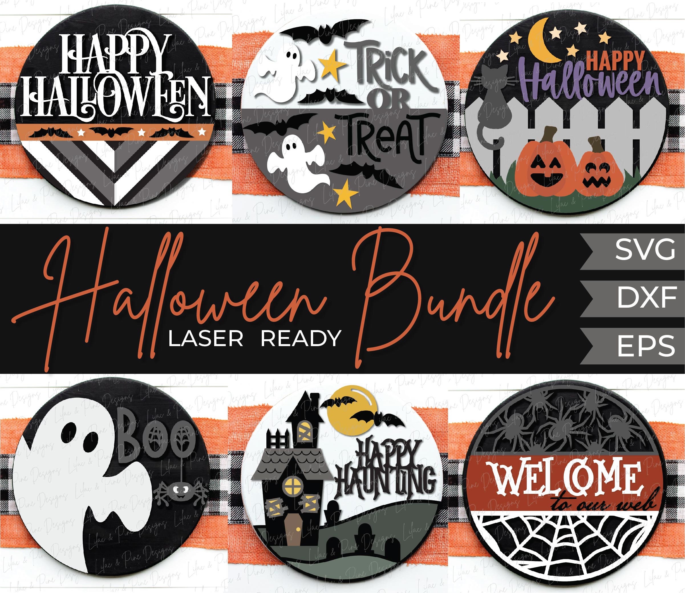 Halloween Welcome Sign Bundle, Halloween Door Hanger SVG, Ghost