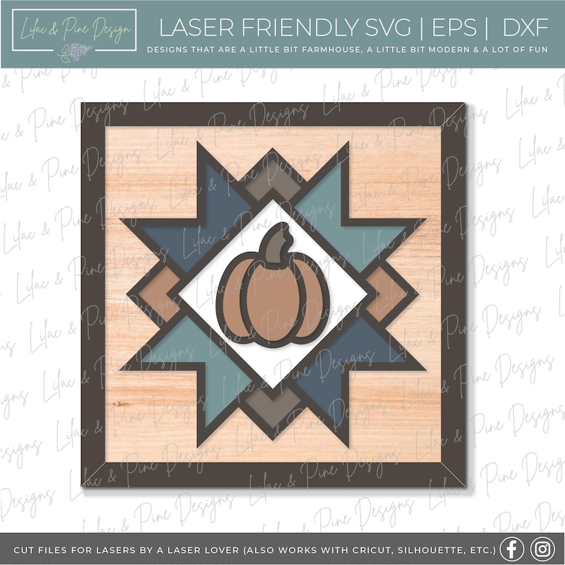 barn quilt pumpkin sign SVG, pumpkin sign svg, fall sign SVG, fall decor svg, quilt svg, boho farmhouse svg, Glowforge SVG, laser cut file image 1