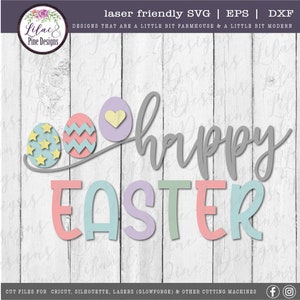 Happy Easter egg SVG, Easter Sign SVG, Easter egg svg, spring SVG, Easter Sign, farmhouse decor, Cricut svg, Glowforge Svg, laser cut file image 2