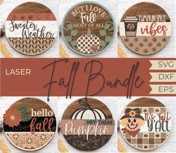 Fall welcome sign bundle, fall door hanger bundle SVG, pumpkin spice SVG, scarecrow svg, fall decor svg, Glowforge Svg, laser cut file