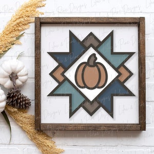 barn quilt pumpkin sign SVG, pumpkin sign svg, fall sign SVG, fall decor svg, quilt svg, boho farmhouse svg, Glowforge SVG, laser cut file image 3