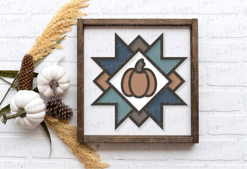 barn quilt pumpkin sign SVG, pumpkin sign svg, fall sign SVG, fall decor svg, quilt svg, boho farmhouse svg, Glowforge SVG, laser cut file image 3