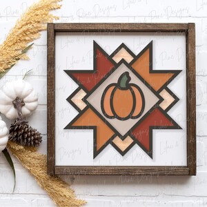 barn quilt pumpkin sign SVG, pumpkin sign svg, fall sign SVG, fall decor svg, quilt svg, boho farmhouse svg, Glowforge SVG, laser cut file image 2