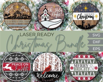 Christmas door hanger bundle, Christmas sign bundle SVG, Christmas laser file, Christmas sign SVG, snow SVG, Glowforge files, laser cut file