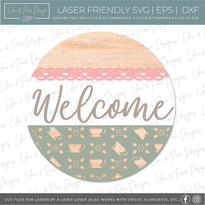 Spill the Tea SVG, tea party welcome sign, cottage core door hanger, Glowforge SVG, laser cut file