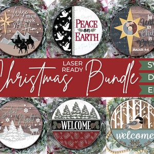 Türhänger Bundle SVG, Türschild Bundle, Winter Willkommensschild SVG, Weihnachtsschild SVG, Glowforge svg, Laserschnittdatei