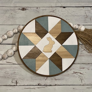 Lapin de couette de grange SVG, porte de couette de Pâques ronde SVG, couette de grange de printemps SVG, porte ronde, décor de Pâques de ferme, Glowforge Svg, fichier découpé au laser