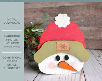 Chunky Sitting Snowman Shelf Sitter SVG, Snowman laser cut file, Snow SVG, Christmas decor, Winter SVG, Glowforge Svg, laser cut file