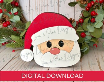 Chunky Sitting Santa Shelf Sitter SVG, Santa Claus laser cut file, Jolly old Saint Nick SVG, Christmas decor, Glowforge Svg, laser cut file
