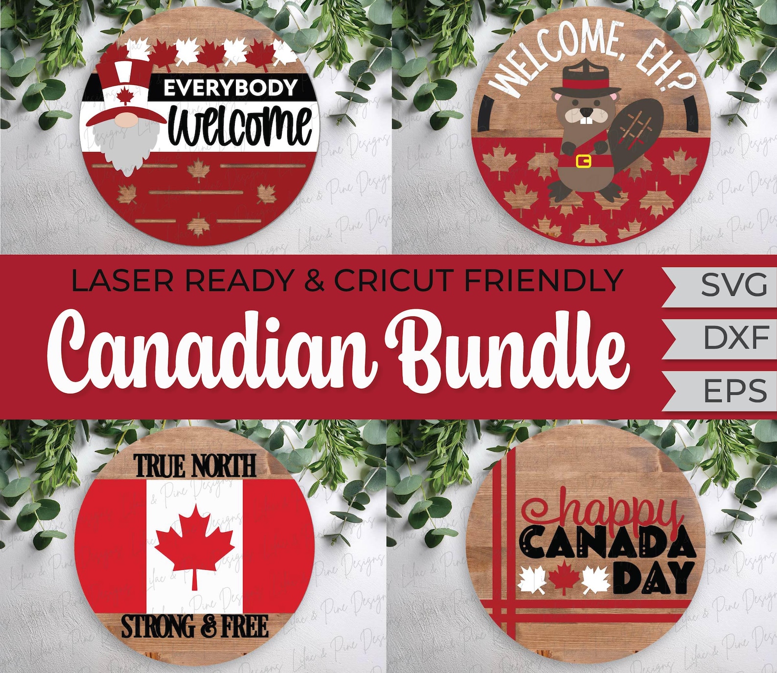 Canada SVG Bundle - Welcome Sign Files for Canada Day - Round Door ...