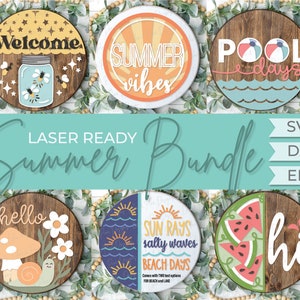 Summer door hanger, summer signs svg bundle, welcome sign SVG, beach svg, Glowforge SVG, laser cut file, small business commercial use