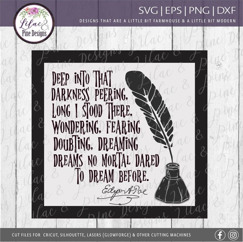 Glowforge sign file Poe SVG Edgar Allan Poe quote Halloween | Etsy
