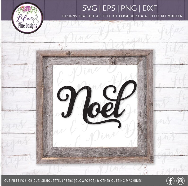 May include: A black and white sign with the word "Noel" in a cursive font. The sign is framed in a rustic wooden frame.