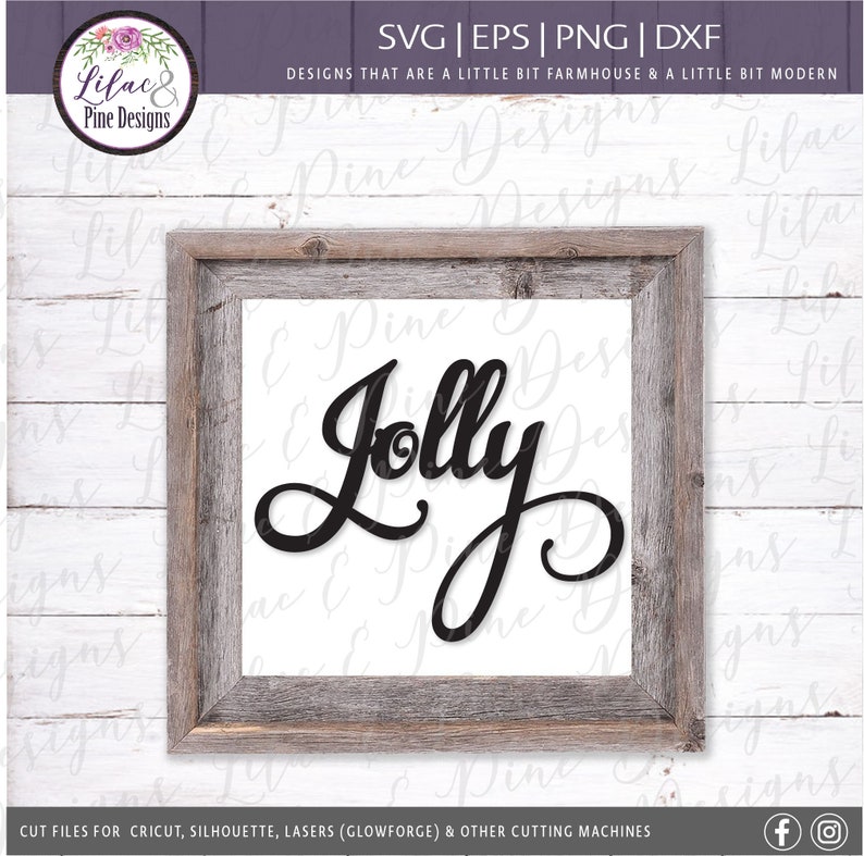May include: A black and white image of the word "Jolly" in a cursive font, displayed in a rustic wooden frame. The frame is on a white wood background.
