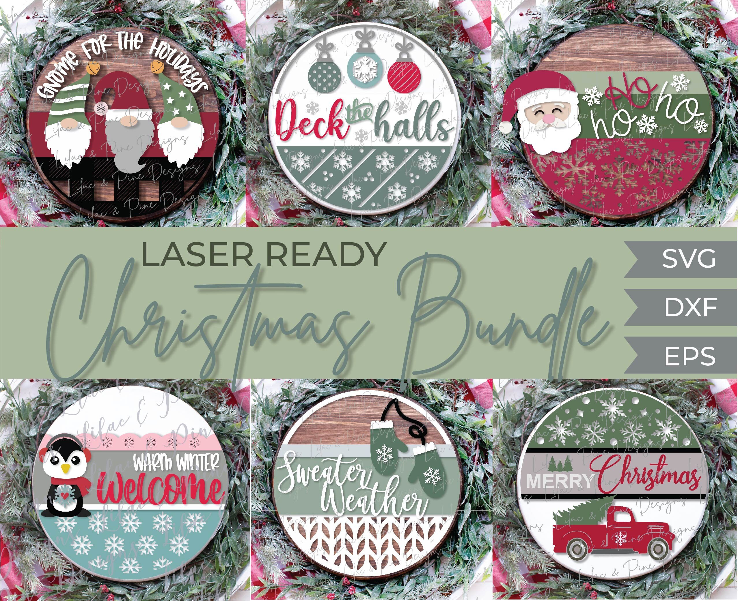 Christmas door hanger bundle, Christmas sign bundle SVG, Christmas laser file, Christmas sign SVG, Glowforge files, laser cut file