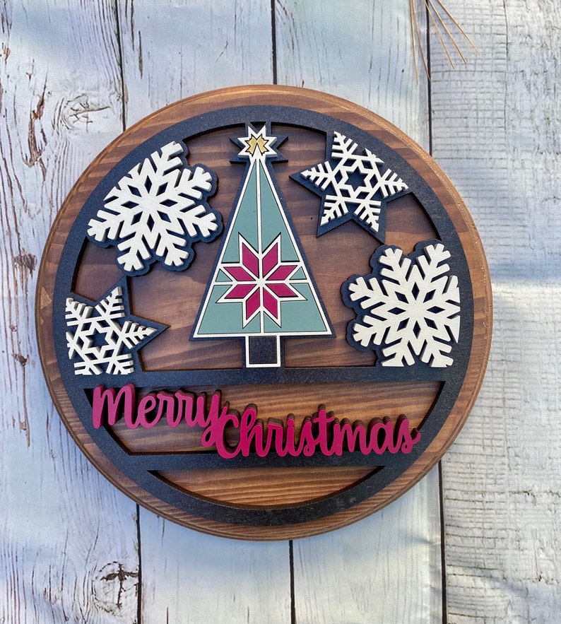 Download Christmas tree door hanger SVG bundle barn quilt Christmas ...