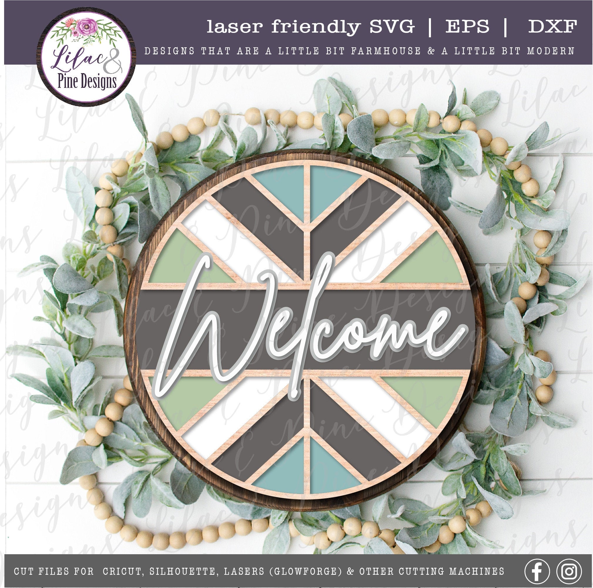 Welcome boho round, quilt lover gift, Welcome SVG, front door decor, …