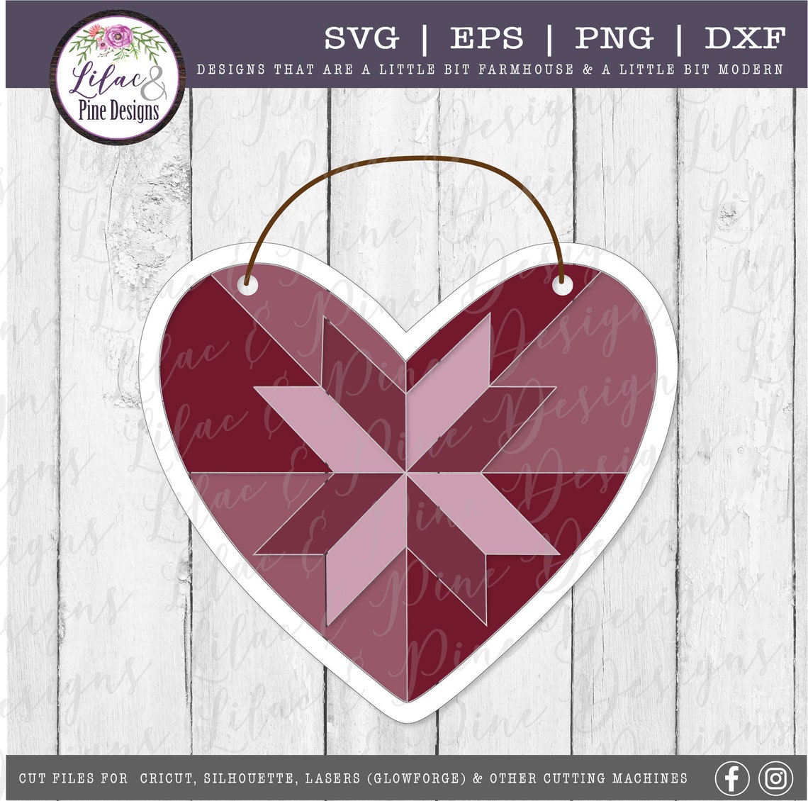 Barn Quilt Heart Design SVG Valentine Barn Quilt SVG Heart Etsy