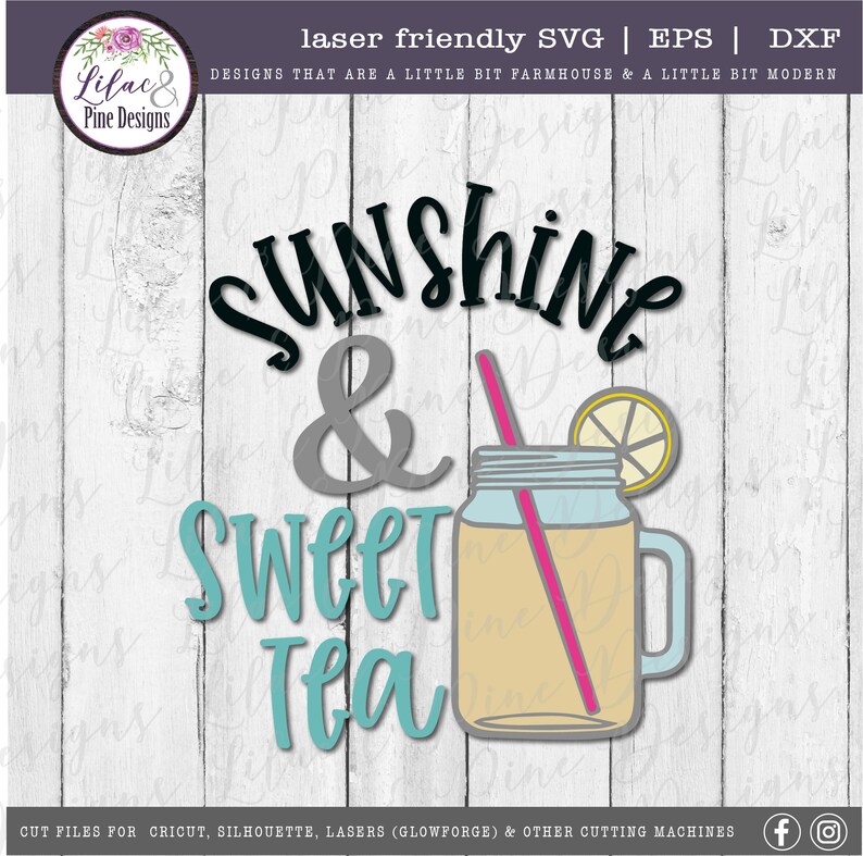 Sunshine and Sweet Tea SVG Mason Jar SVG Modern Farmhouse Etsy