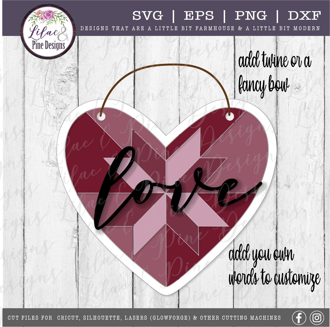 Barn Quilt Heart Design SVG Valentine Barn Quilt SVG Heart Etsy