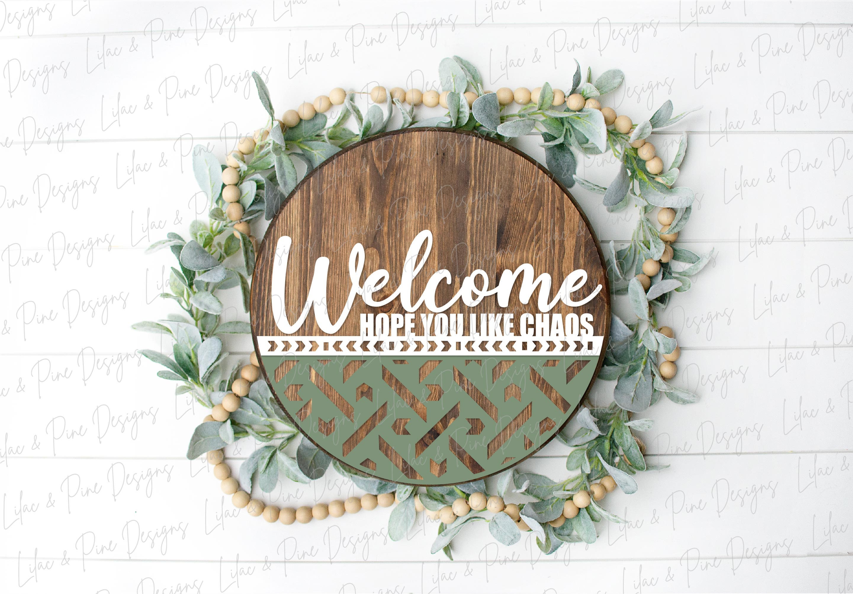 Welcome Hope You Like Chaos SVG, Funny Welcome Sign SVG, Round Door ...