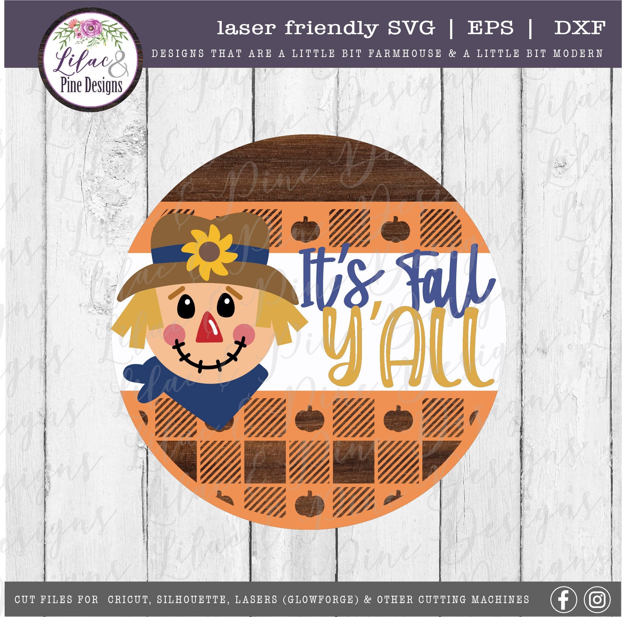 It's Fall Y'all Scarecrow sign SVG, Welcome sign SVG, fall do…