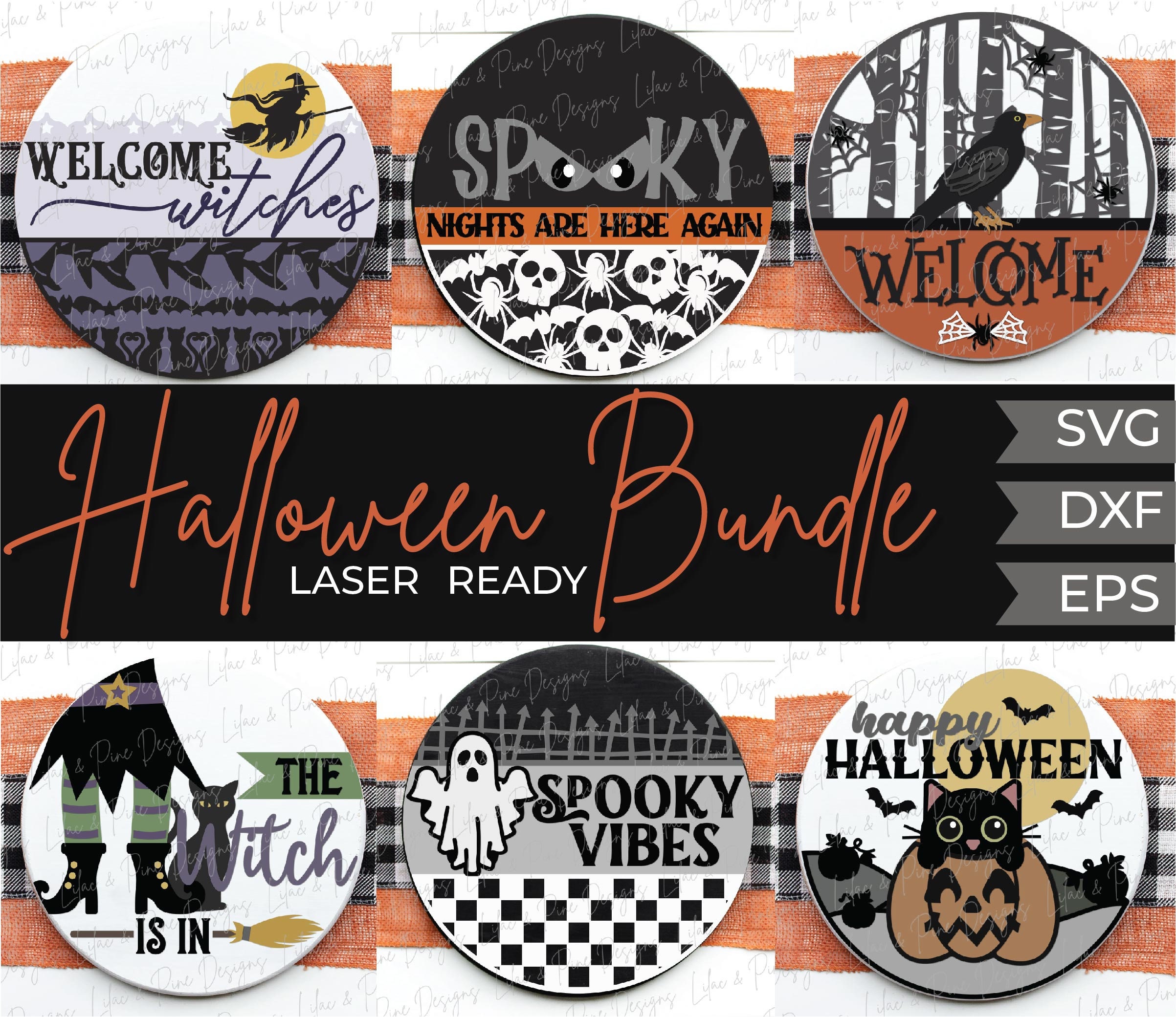 Halloween Welcome Sign Bundle Svg, Halloween Door Hanger SVG, Spooky ...