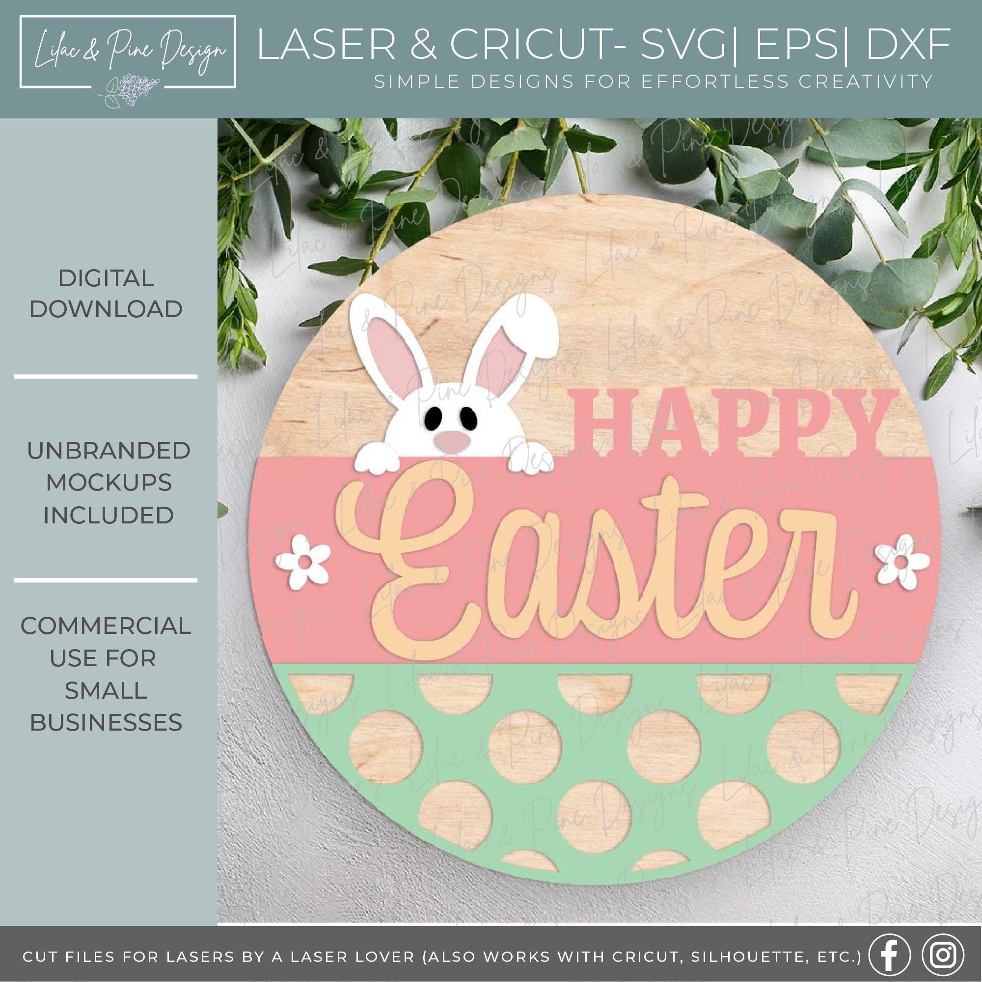 Happy Easter Bunny Round Sign SVG, Easter Door Round SVG, Bunny Svg ...