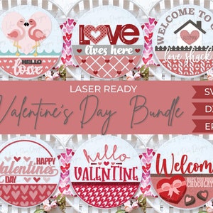 Valentine Door Hanger bundle SVG, Valentine sign SVG, Valentine Welcome Sign SVG, hello valentine, love shack, Glowforge Svg, laser cut file