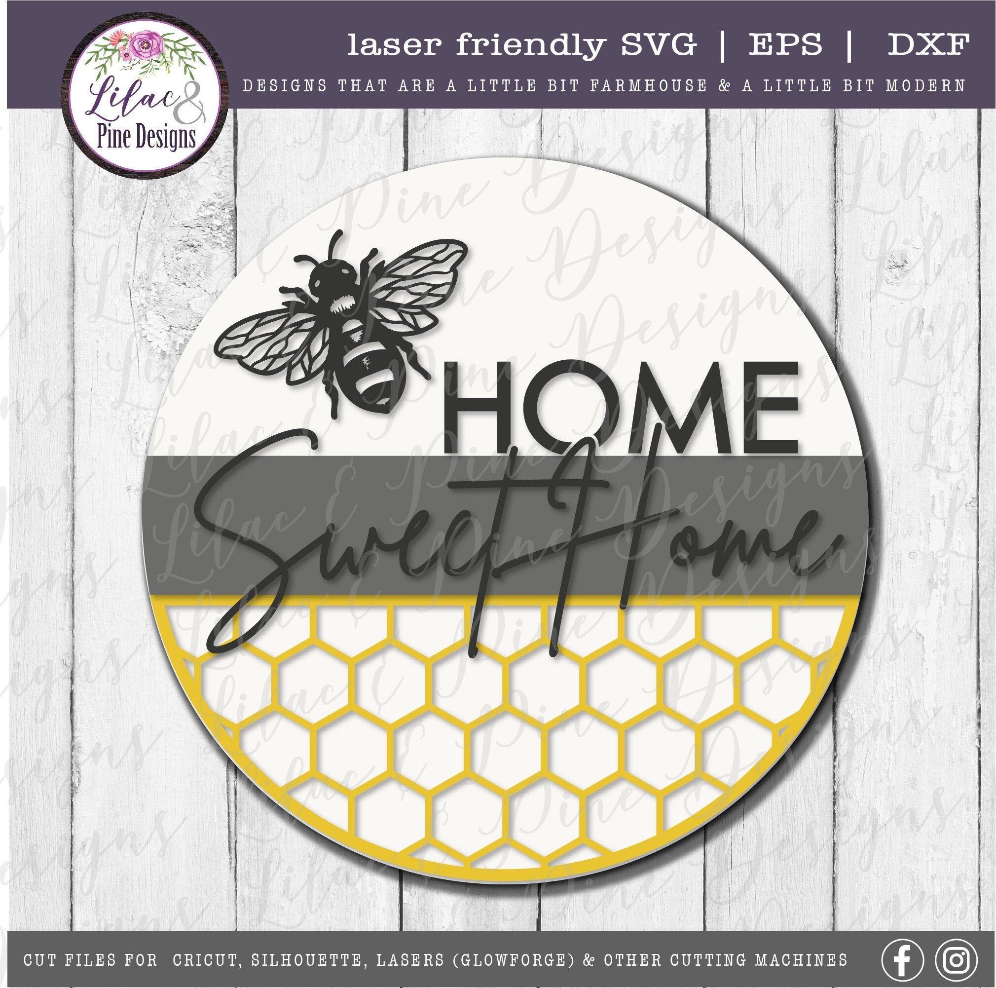 Home Sweet Home sign, Spring sign SVG, bee SVG, summer decor svg, hon…